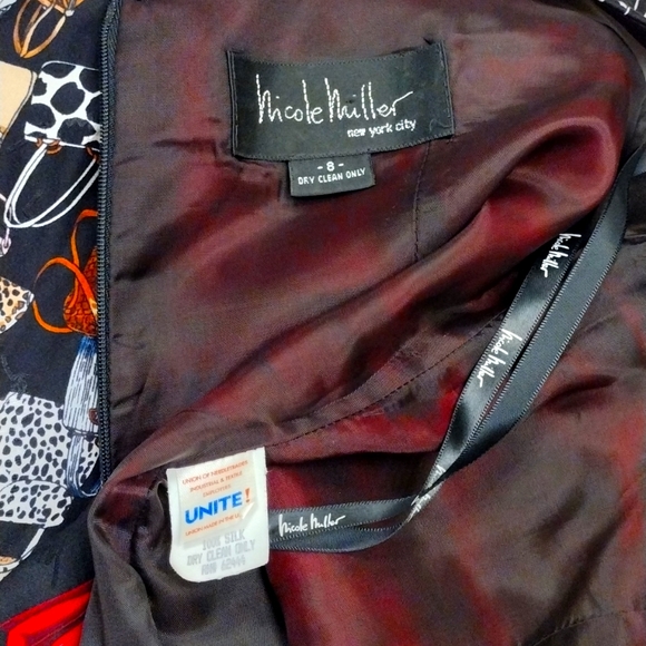 80 - 90's VTG Nicole Miller Iconic Silk Sleevless Tank Mini Dress Sz 8 Rare - Picture 6 of 8